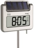 Thermomtre GEANT et solaire de jardin avec heure DCF77, mini maxi et rtro-clairage - T302030.54