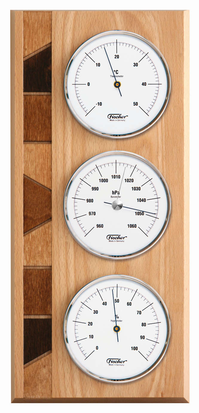 F-9171 Baromtre Thermo Hygro bois marquet Fischer