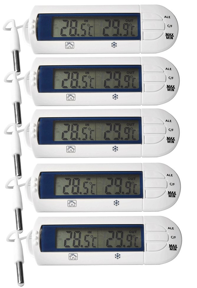 BL-LOT-TE4719x5 BL lot de 5 Thermomtre de frigo et conglateur avec alarme 